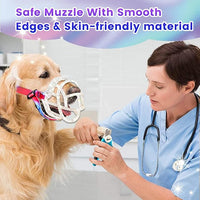 Basket Muzzle - Anti Biting Chewing, Sturdy Lightweight Allows Panting Drinking, Suitable for Grooming Trimming Training - Transparent, Size 5