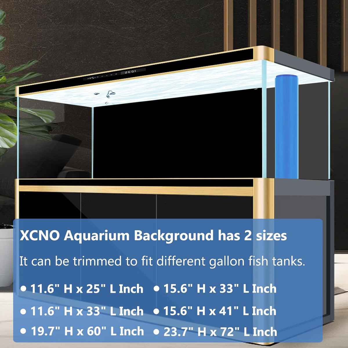 XCNO Aquarium Background for Fish Tank Wallpaper Black Blue Poster - Black Blue / 19.7" H x 60" L - image 2