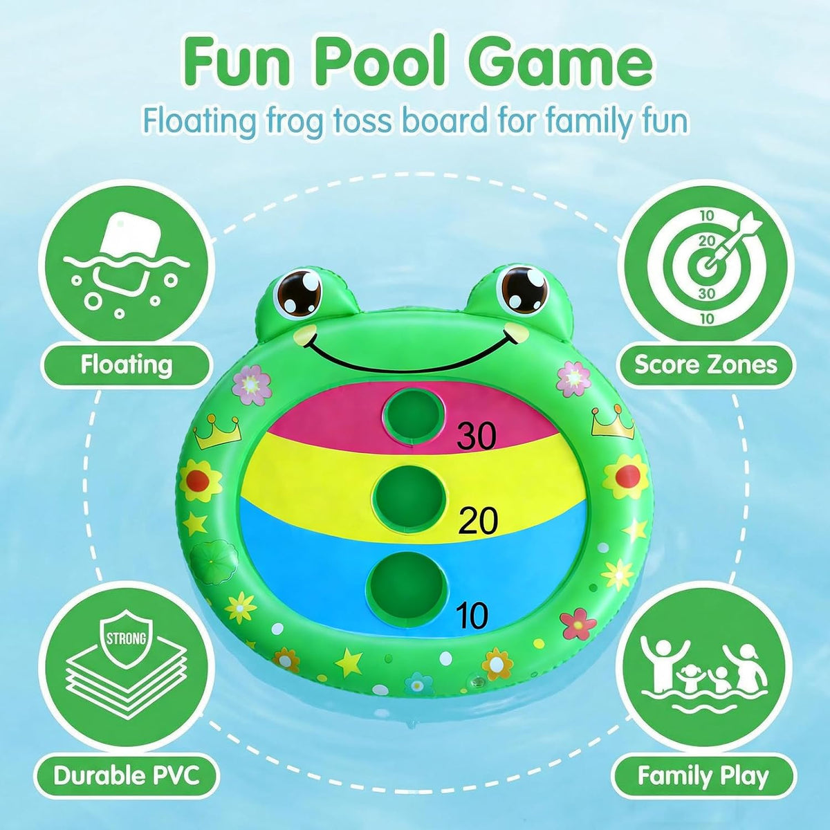 JOINBO inflatable shark pool cornhole board floating with 3 bean bags - view 13