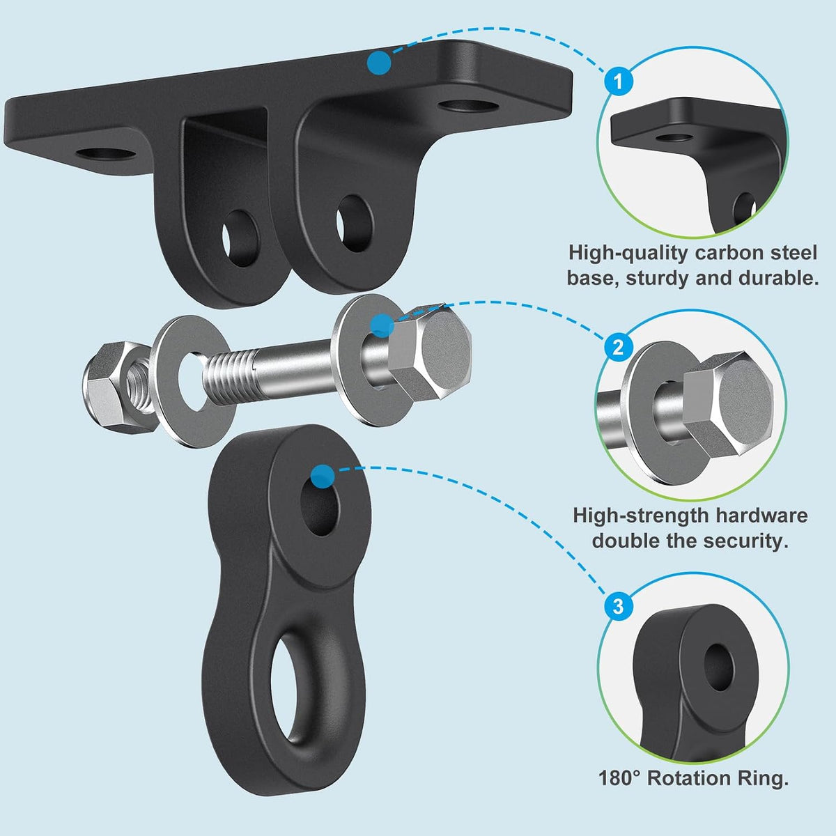 Dolibest Ceiling Mount Swing Hanger Heavy Duty Swing Set Hook - Black1-2PCS - image 2