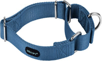 Mikivery martingale dog collar in adjustable nylon with nickel plated steel hardware