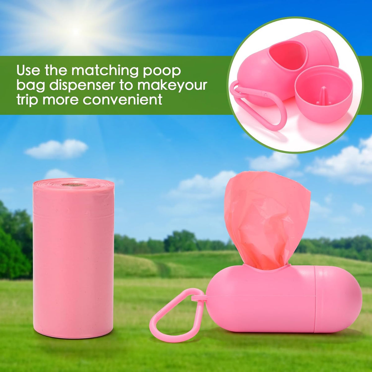 Pink Dog Poo Bags Lavender scent with Dispenser - image 2