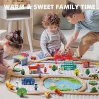 Tiny Land 110PCS Wooden Train Set, Toy Train with Tracks – Fun for Kids & Family - 110PCS - image 4