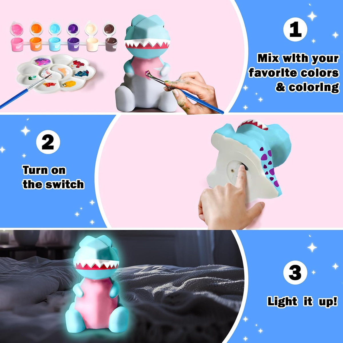 FUNZBO 4.3in Paint Your Own Dinosaur Lamp Kit - Dinosaur - image 3