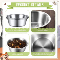 Yahenda 6 Pcs Stainless Steel Metal Dog Bowls Bulk Replacement Basic - 6.9 Inch - image 3