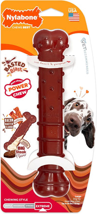 Nylabone Power Chew Basted Blast Dog Chew Toy - Bacon & Steak / Large