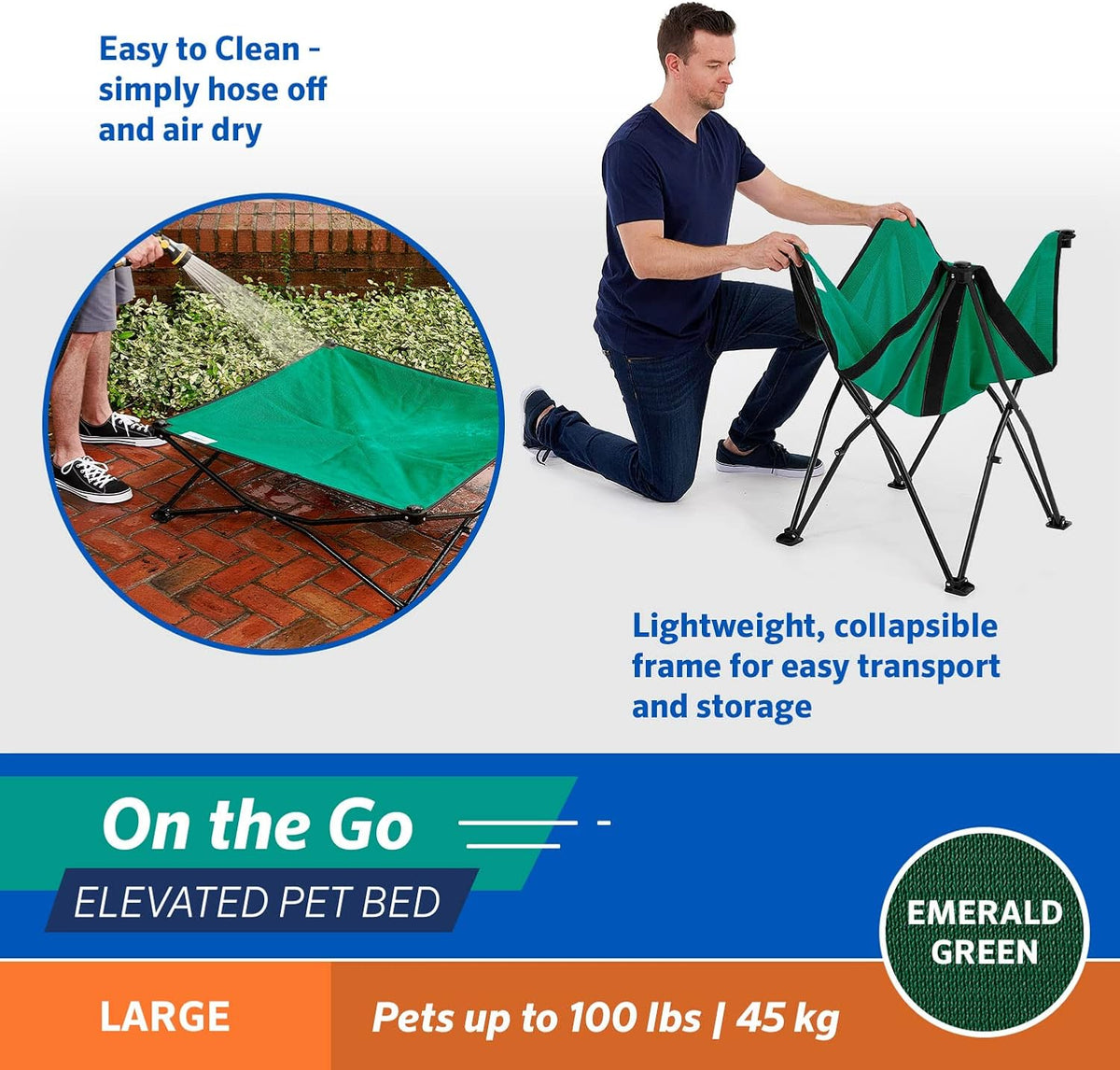 Coolaroo On-The-Go Elevated Dog Bed - Large / Emerald Green - image 4