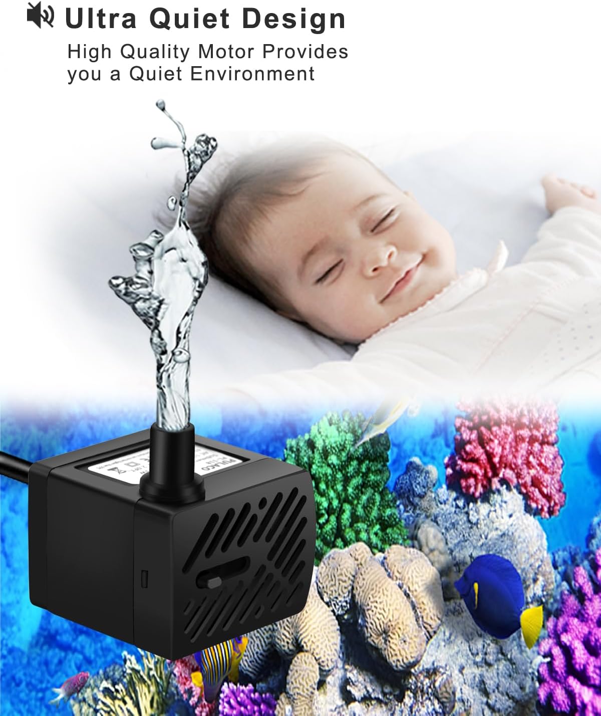 50GPH 3W Mini Submersible Water Pump with 3.3 FT Tubing for Aquariums - image 2