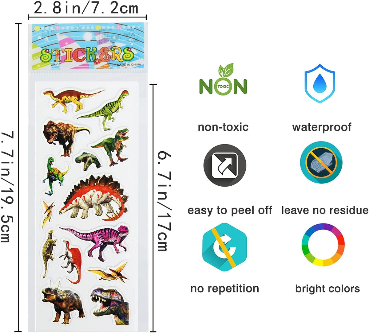 24 Sheets 3D Puffy Stickers for Toddlers Kids Boys Girls – Fun for Kids & Family - Realistic Dinosaur - image 3