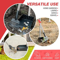 Pooper Scooper, Long Handle Dog Pooper Scooper, Heavy Duty Stainless Steel Rake with Tray & Spade Set for Pet Waste Removal, for Grass, Dirt or Gravel