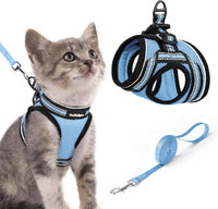 rabbitgoo Cat Harness and Leash Set, Step-in Soft Vest - S / Light Blue