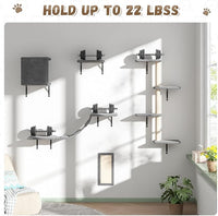 COZIWOW Wall Mounted Cat Furniture, Cat Wall Shelves and Perches, Floating Cat Shelves for Wall Set of 5 (Grey)
