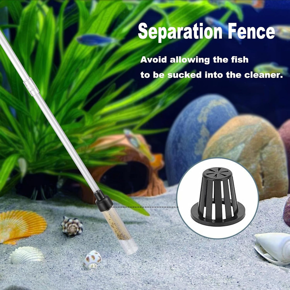 Small Aquarium Gravel Vacuum Sand Cleaner Tank Water Changer – Essentials for Fish - S(3~8Gal) - image 4