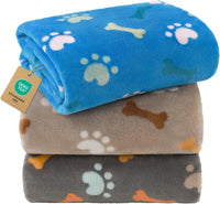 Luciphia 3 Pack Cute Dog Blankets Soft Fleece for Small Puppy Cat - Happy Paws / 23x16 inch (Pack of 3)