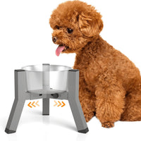 Dog Bowl Stand for Medium & Large Dogs, Adjustable Width 7-10.7" - Height: 7.8", Width: 5.9-8.7" / Grey