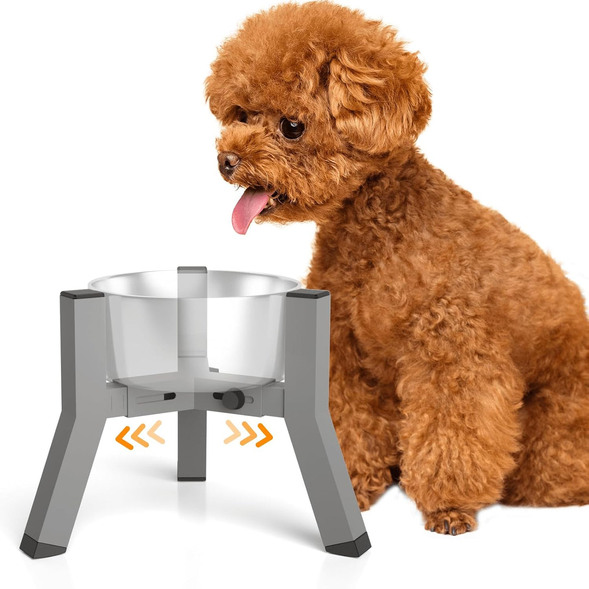 Dog Bowl Stand for Medium & Large Dogs, Adjustable Width 7-10.7" - Height: 7.8", Width: 5.9-8.7" / Grey