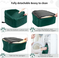 Dog Car Seat for Small Medium Dogs,Detachable Washable Dog Booster Seat Under 30lbs, Pet Car Seats Travel Bed with Storage Pockets and Safety Belt(Green)