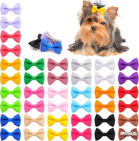 YAKA 60PCS Cute Puppy Dog Small Bowknot Hair Bows with Metal Clips - 40Pcs Dog Bows with Clips