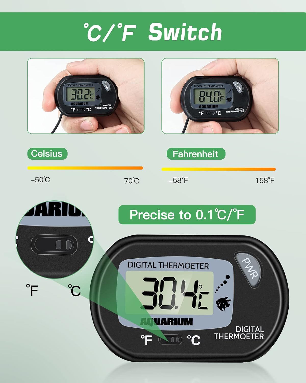 Zacro 2 Pack Digital Aquarium Thermometer, Fish Tank Thermometer - 2 Packs - image 3