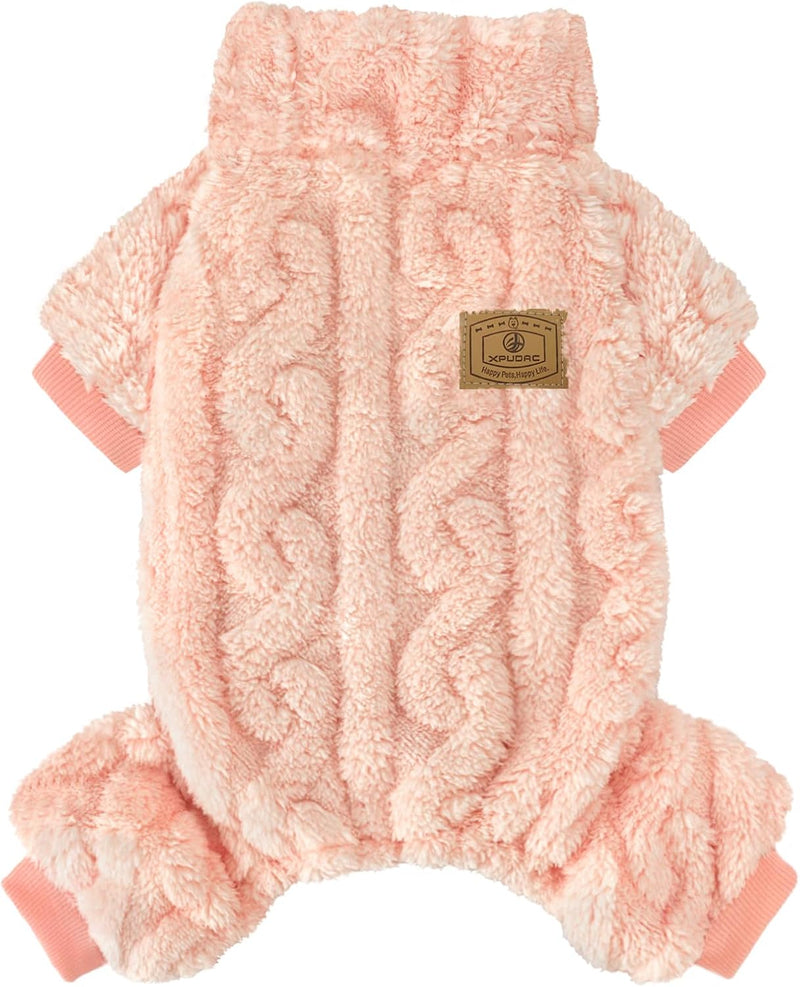 Dog Sweater, Dog Winter Clothes for Small Medium Dogs Girl Boy Fleece Pet Pajamas for Winter - S shaped-Peach / XX-Small(Chest-12")