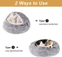 Cat Bed Cave, Cat Beds for Indoor Cats, Washable Hooded Cat Beds - 20.0"L x 20.0"W x 12.0"Th / Grey - image 2