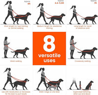 HOWGO 8-in-1 Multifunctional Hands Free Dog Training Leash with Padded Handle, 8.5 FT Nylon Adjustable Length, Lightweight Aviation Aluminum, Crossbody Waist Leash for Puppy Medium Large Dogs (Red)