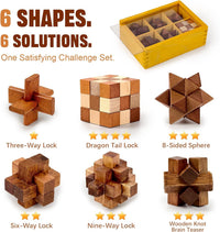 VolksRose 12pcs Wooden Brain Teaser Puzzles - B-6pcs-4.5cm-2 - image 2