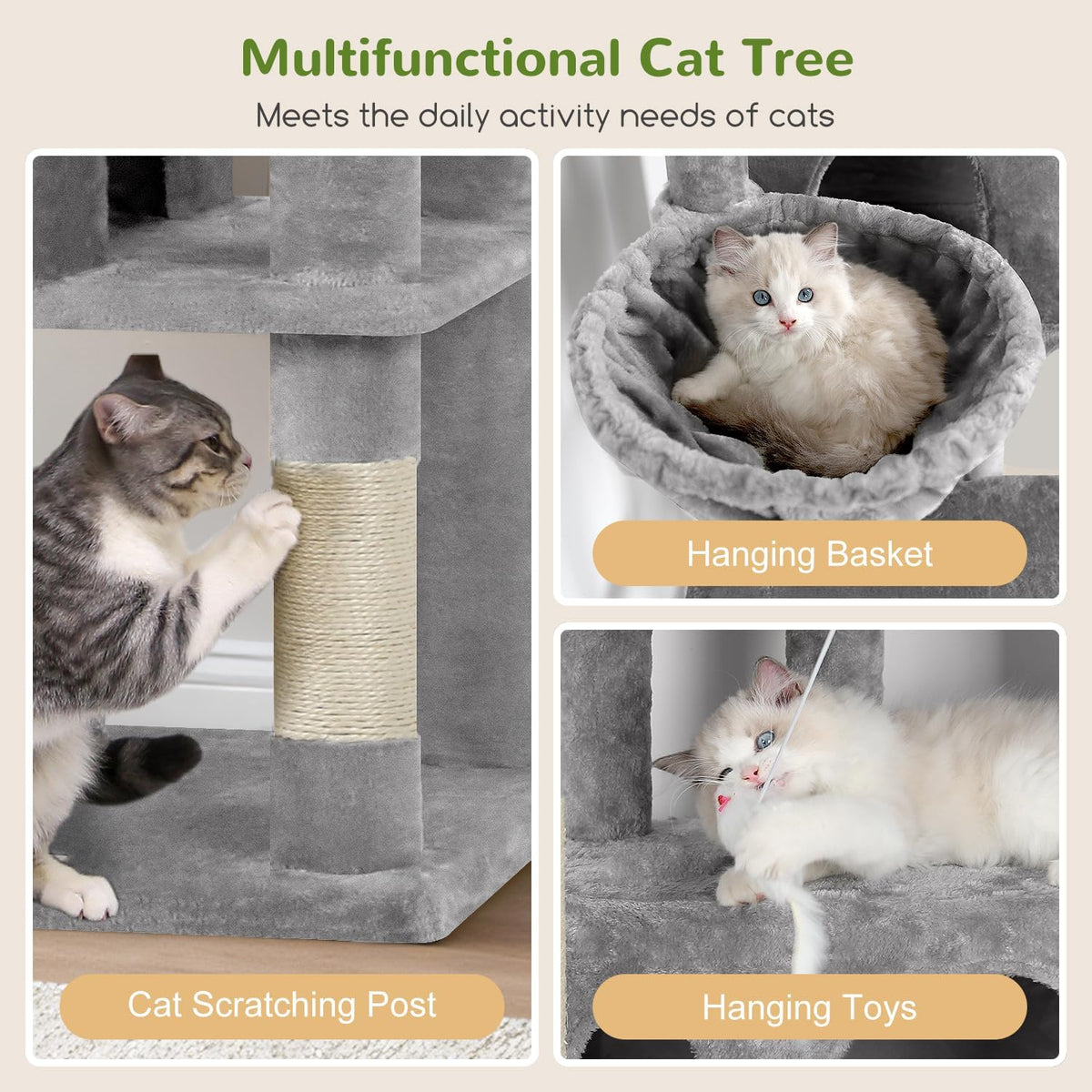 Globlazer F66 Corner Cat Tree - Light Grey / 66 inch - image 3