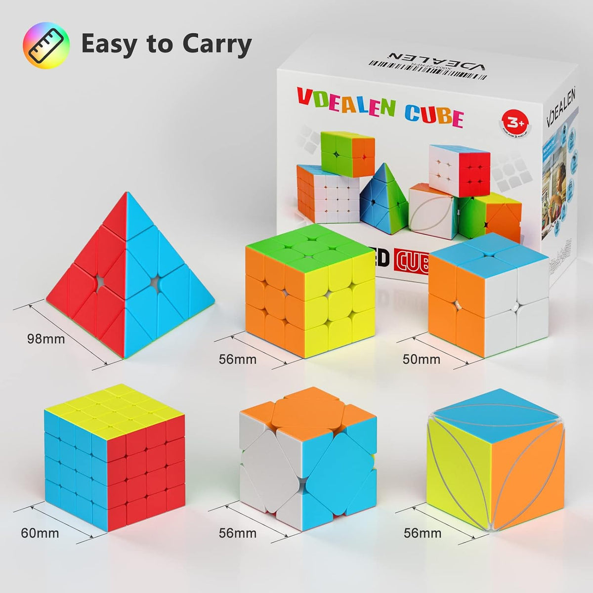Vdealen Speed Cube Set, 2x2 4x4 Pyramid Mirror Dodecahedron Magic Cube Pack, Puzzle Cube Bundle - 6 Pack-Cube Set - image 2