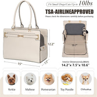 2-in-1 Stylish Dog Purse Carrier Travel Tote Bag for Small Dogs Cats - White / 15.0"L x 7.5"W x 12.2"H - image 2