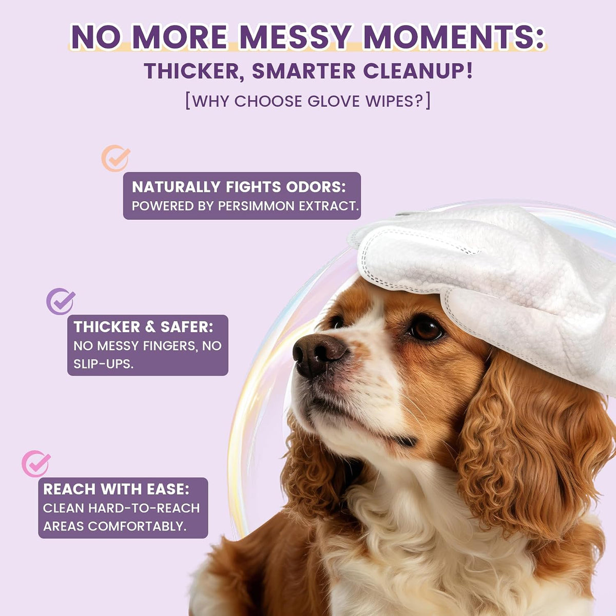 IMMHABI 400 Count Hypoallergenic Dog Wipes - Lavender / 50 Glove Wipes - image 4