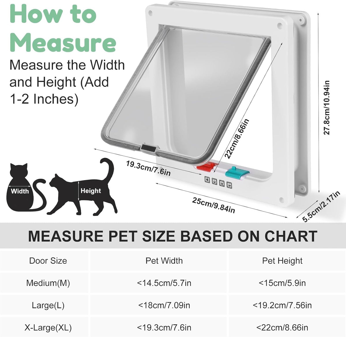 Cat Door for Interior/Exterior Doors and Walls – Essentials for Cats - White / X-Large - image 2