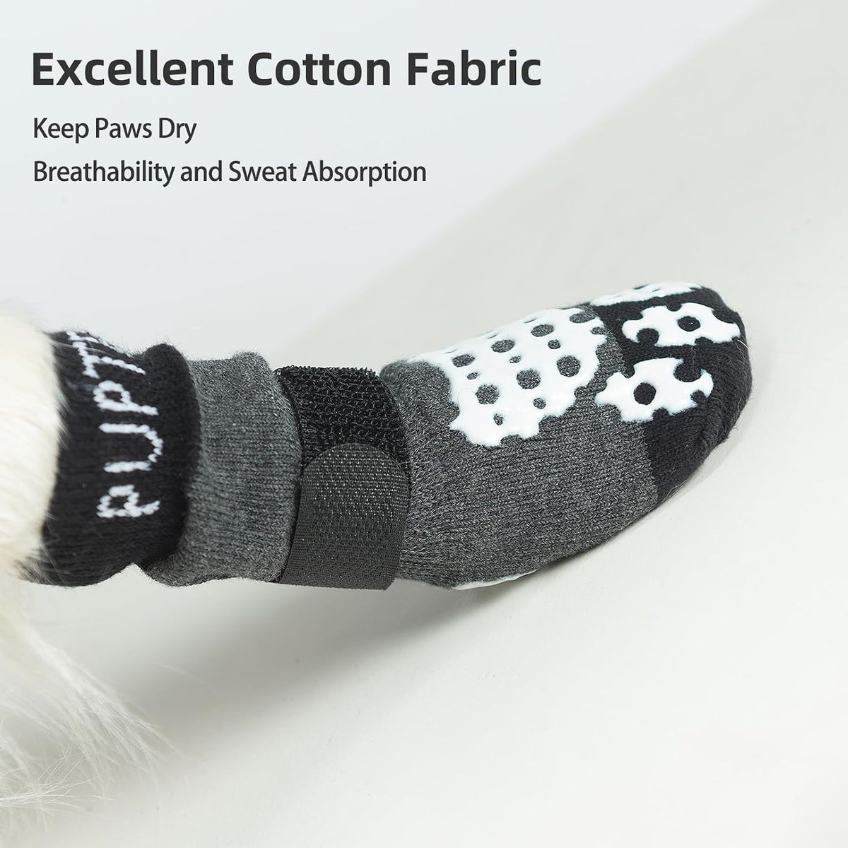 PUPTECK Anti-Slip Dog Socks with Double Sides Grips for Small Medium - Grey / X-Small (4 Count) - image 4