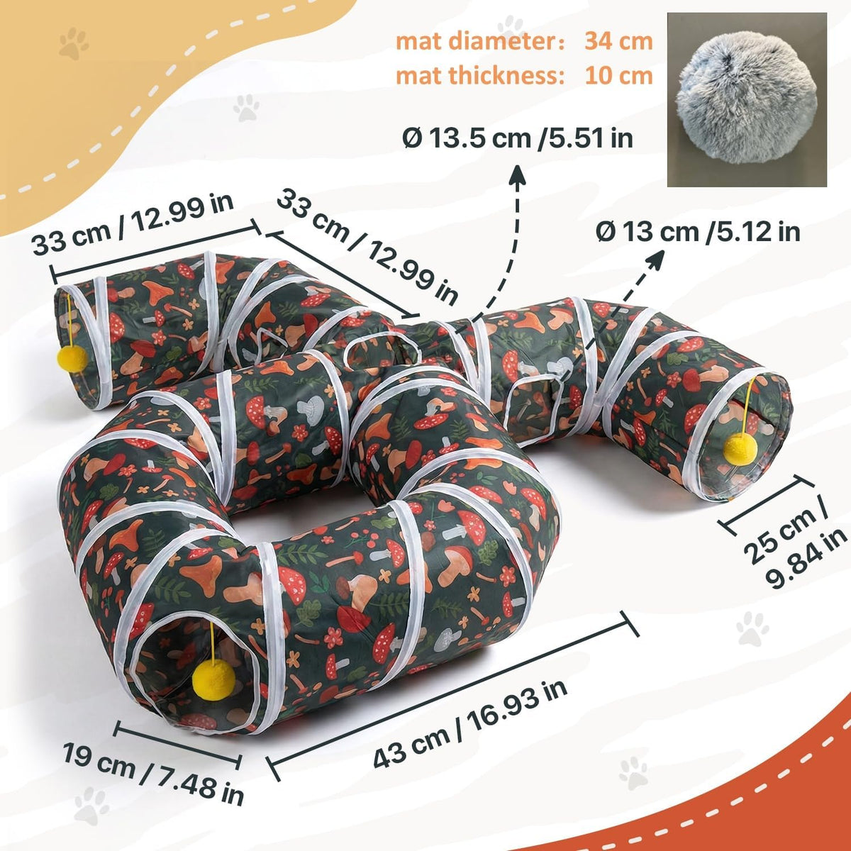 Cat Tunnel for Indoor Entertainment - Octopus-shaped With Mat - image 2