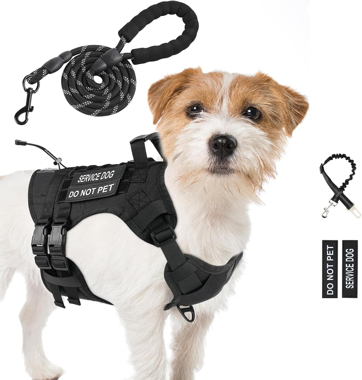 No Pull Tactical Dog Harness Medium Sized Dog, Service Dog Vest - Small(Chest:23.5-32.6",Neck:15-18") / Black