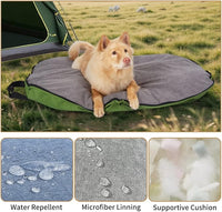Portable Waterproof Dog Mat for Camping, Patio & Travel - Foldable Outdoor Dog Bed with Teflon Shell & Removable Plush Pad - Easy Clean, Durable - L (Denime Blue)