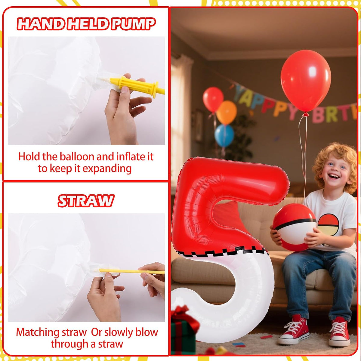 40 Inch Vibrant Spider-Themed Number Foil Balloons - Red+white / 5 - image 4
