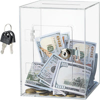 Hicocool Clear Acrylic Piggy Bank with Lock & Key - Clear