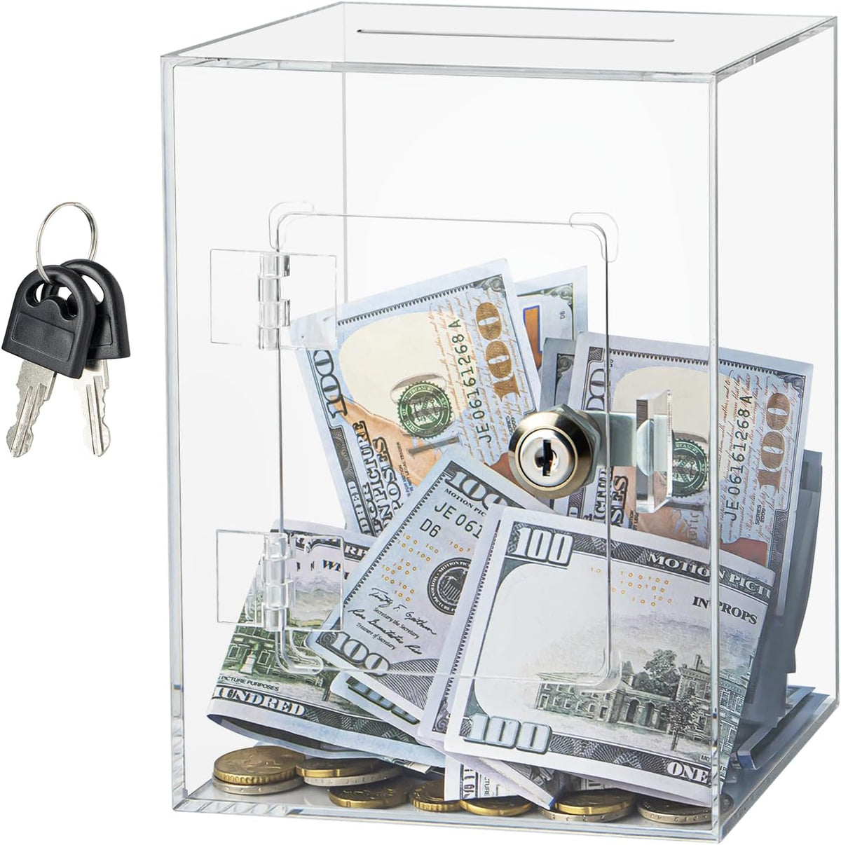 Hicocool Clear Acrylic Piggy Bank with Lock & Key - Clear