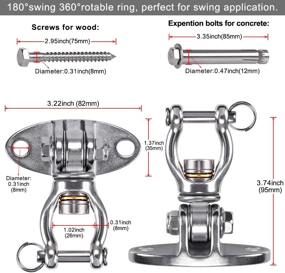 SELEWARE Silent Bearing Swivel Swing Hanger Stainless Steel Swing - 360° Bearing Swing Hanger ( 1 Pack ) - image 3