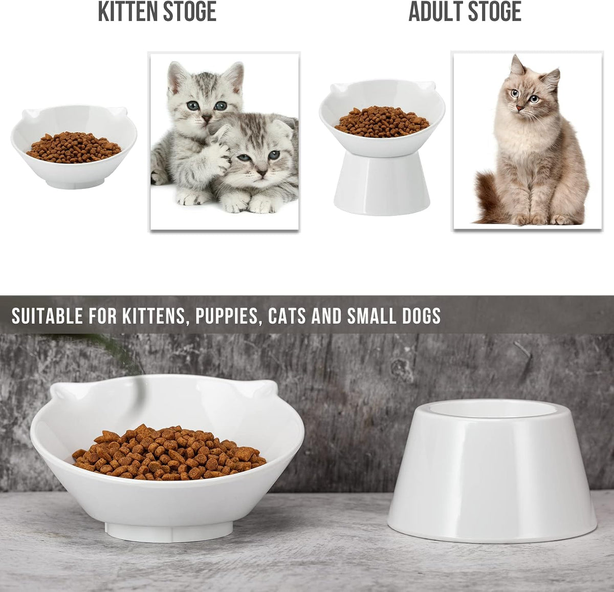 Detachable Elevated Cat Bowls - White - image 4