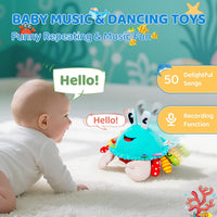 Musical Crawling Crab Baby Toy - Cyan - image 3