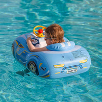 BOffer inflatable baby pool float shaped like a car with steering wheel and horn