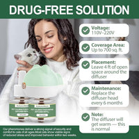 Cat Calming Diffuser Kit with 2 Plug-in & 4 Refills, Pheromone Diffuser for Cats Reducing Fighting, Scratching, Urine, Aggression, Anxiety, Fireworks, Vet Visits, Travel, 120 Day Supply, Safe Formula