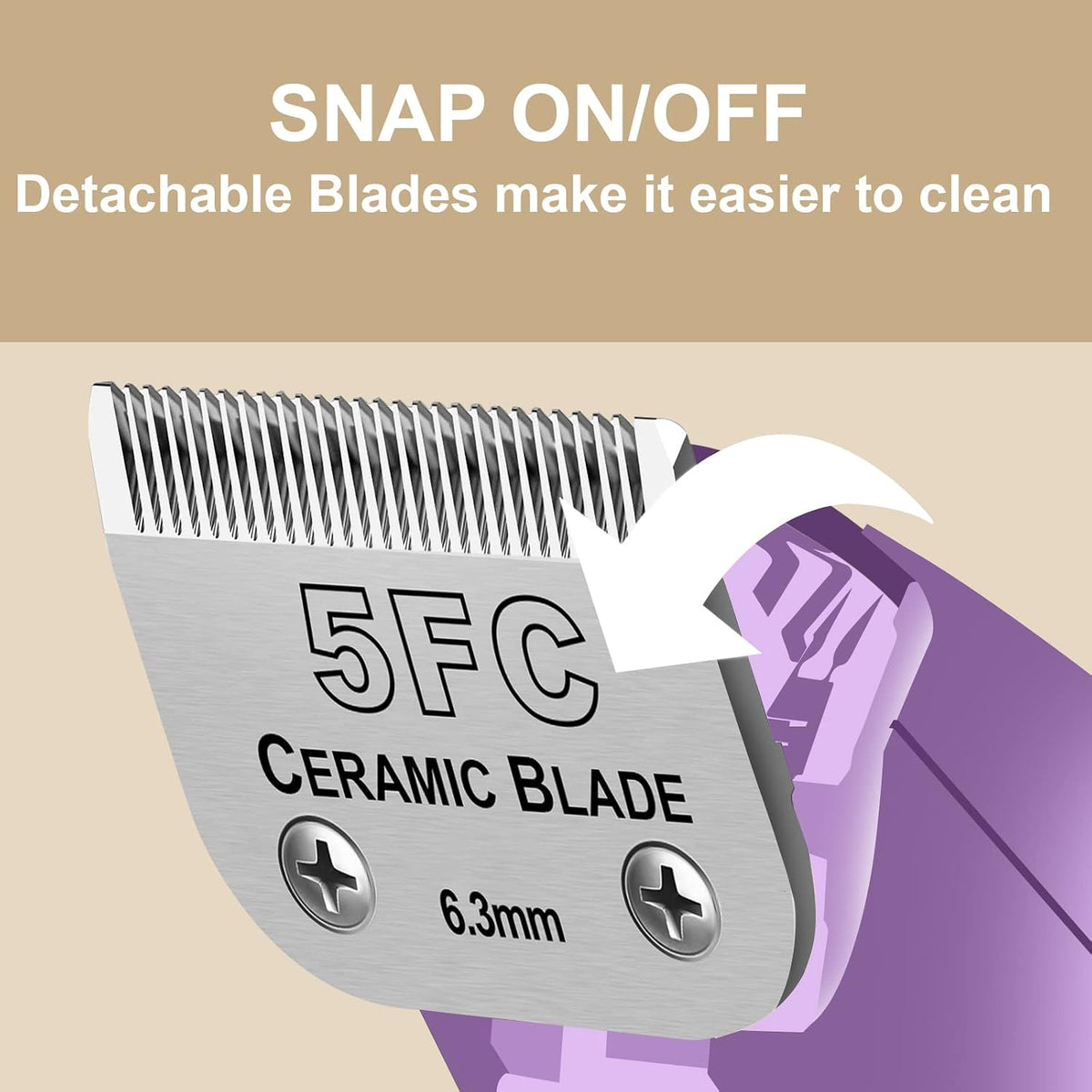 10# Grooming Ceramic Pet Clipper Blades Compatible with Andis & Oster - Silver / 5FC 6.3mm (2 Pack) - image 3