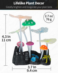 Uniclife Aquarium Coral Plant Ornament with Glowing Effect Imitative - Mushroom&Lotus - image 2