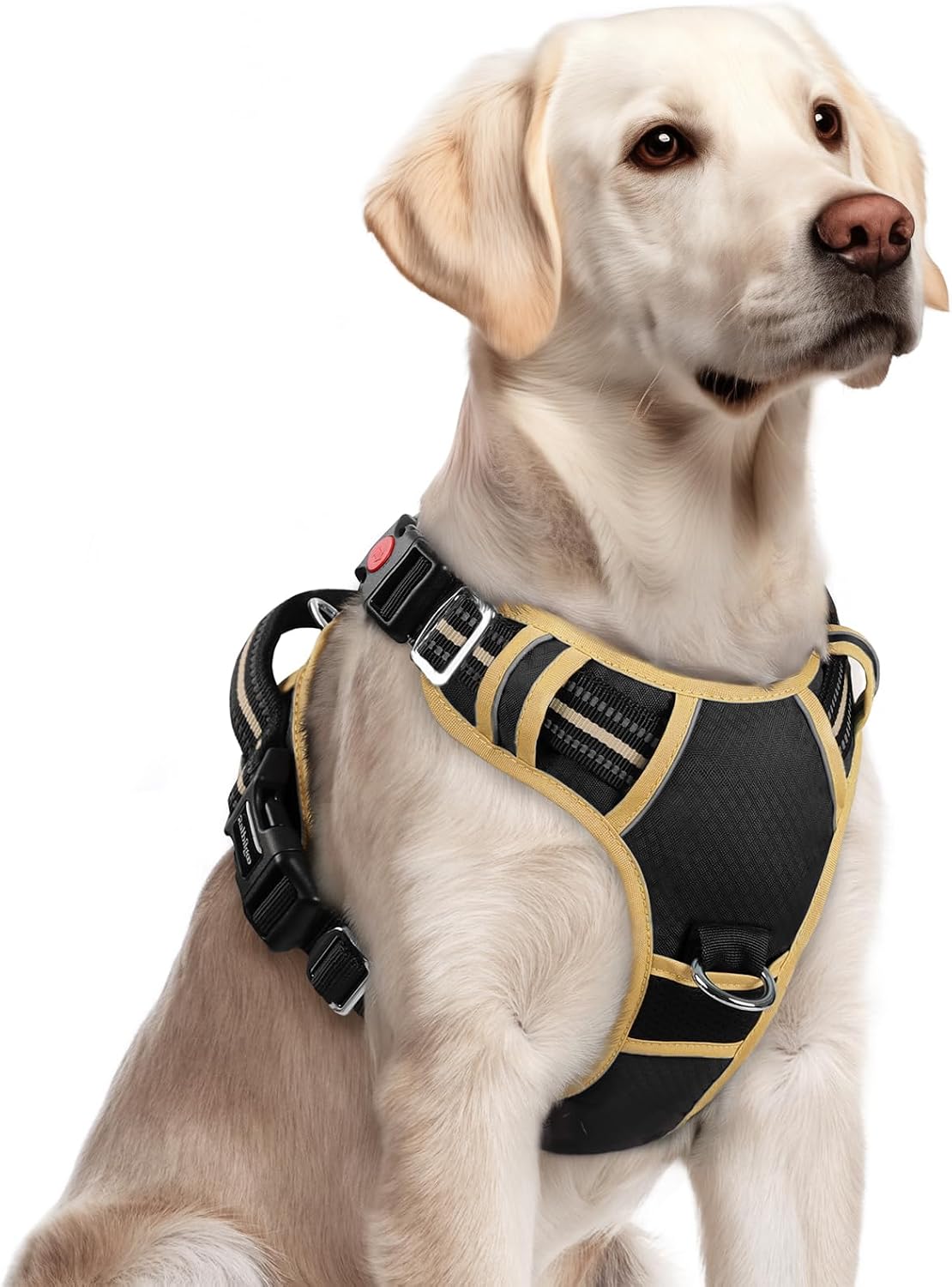 rabbitgoo Dog Harness for Large, No Pull 3 Buckles Easy On & Off – Essentials for Dogs - Black & Khaki / Large