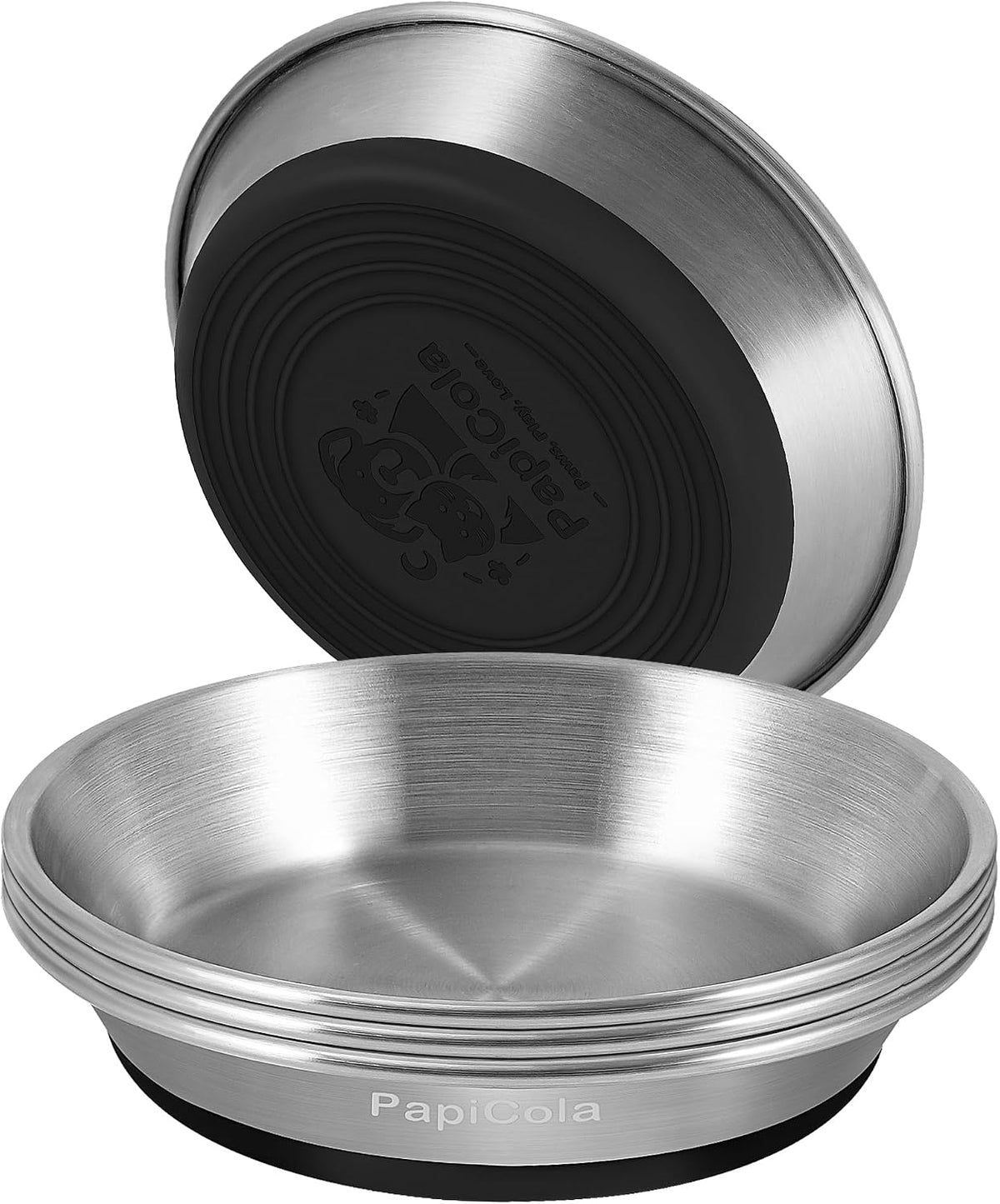 Stainless Steel Cat Bowl 2PC, Non-Slip cat Food Dish - 4PC-6.3in