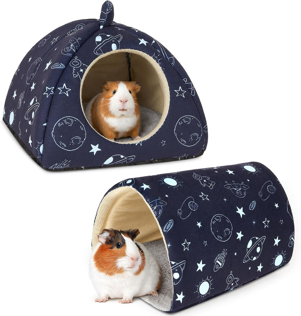 Bienbee Guinea Pig Hideout - Navy Blue Universe / Small(7.3"L x 7.3"W x 6.7"H)