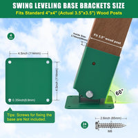 BeneLabel green A-frame middle swing set bracket made of powder coated steel - view 25